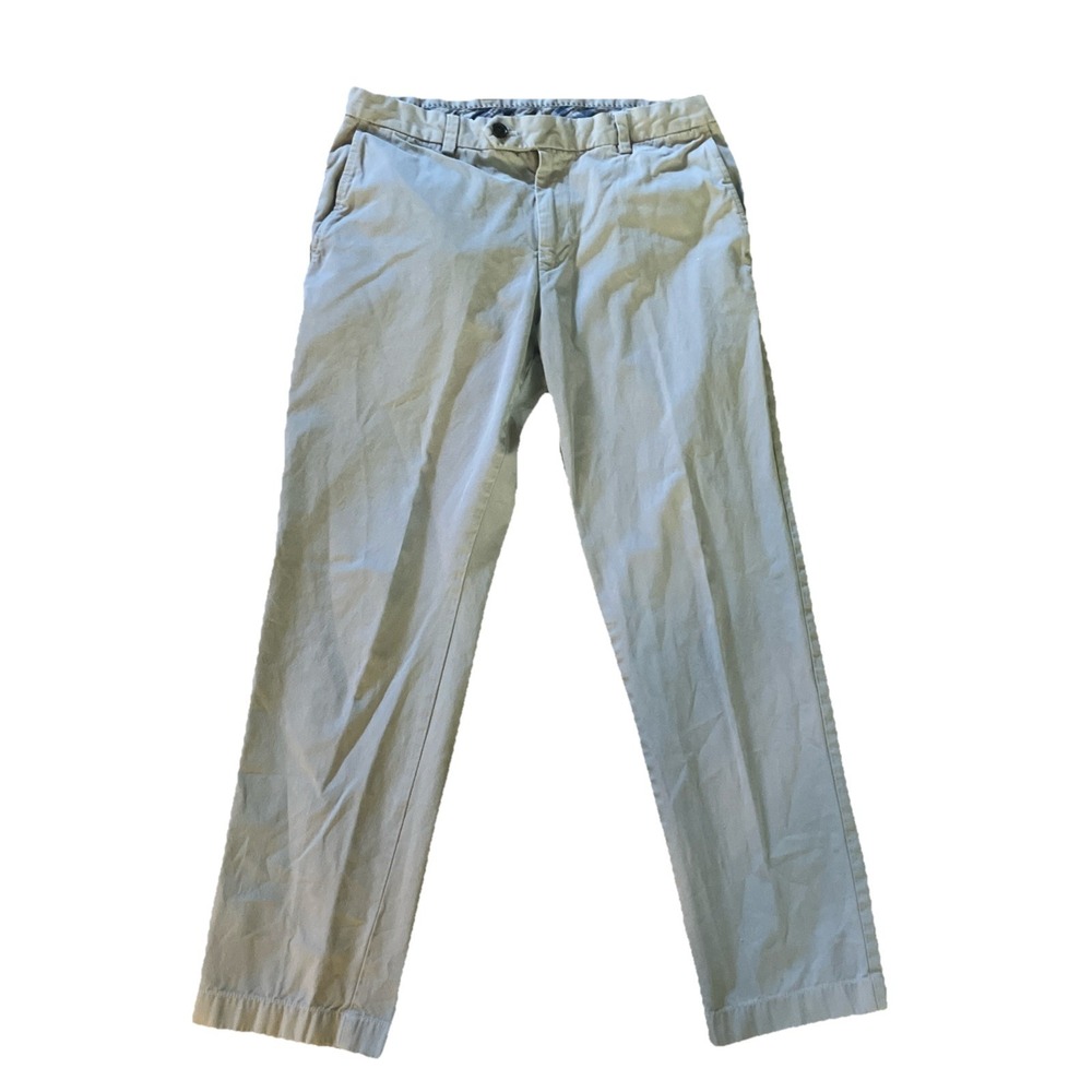 Brooks Brothers Mens Light Cotton Chino Milano Pants 33x30 Grey Blue